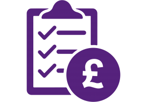 A purple icon showing a check list
